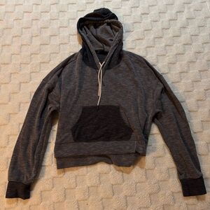 Urban Outfitters Out From Under Dark Gray Cropped Hooded Sweatshirt, Large